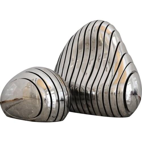 Stainless steel rockery hollow stone sculpture hotel lobby outdoor floor decoration villa pool decorative art