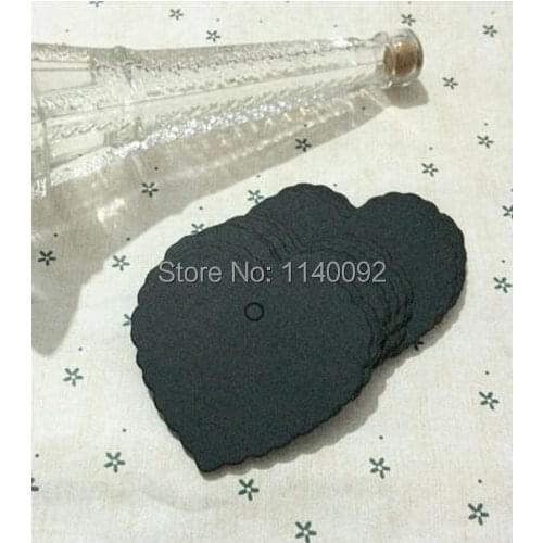 Free shipping 300 pcs a lot 6.5x6cm blank 350 gsm heart shape black paper hang tag/DIY blank tag/garment printed paper tag