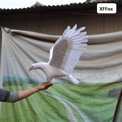 Big real life wings eagle model foam&feather simulation white eagle bird doll gift about 45x80cm xf0828