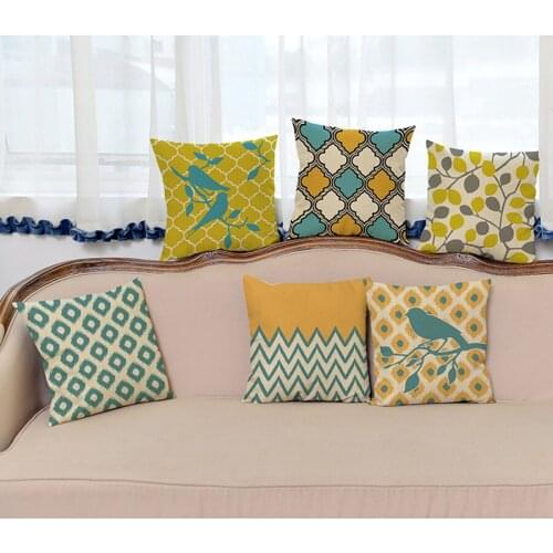 Plant and Flower birds Geometry Cushion pillowcase 45*45 cm European Style luxury Home Decor Throw Pillow sofa Cojines