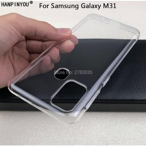 For Samsung Galaxy M31 M315F 6.4" Glossy Snap Phone Case Crystal Invisible Hard PC Full Cover Clear Camera Protect Back Shell