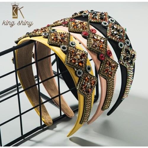 Exquisite Bohemian Natural Stone Wide Headband for Lady Luxury Solid Color Shiny Rhinestone Hair Hoop Woman Party Hair Accessory