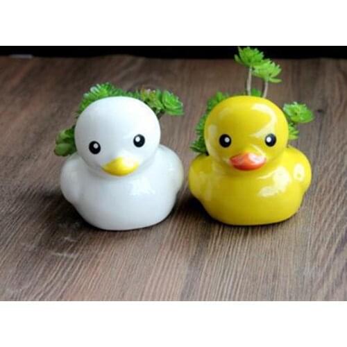 Little Yellow Duck Ceramic Flowerpot Design Lovely Potted Table Top Green Planter Fashion Cartoon Flowerpot Succulents Pots