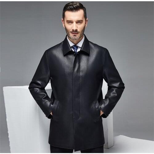 Middle aged and old mens leather windbreaker