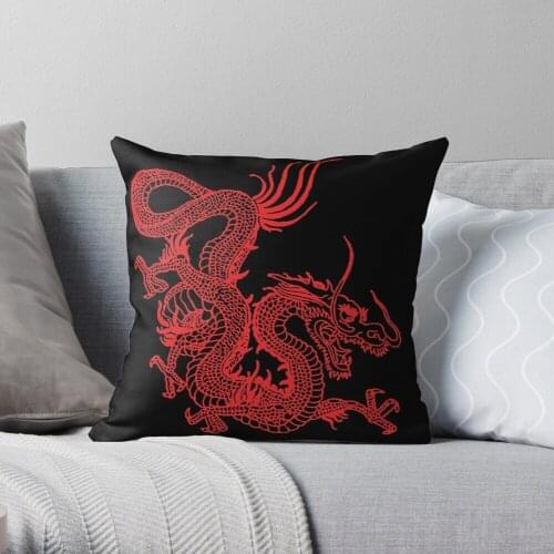 Red Chinese Dragon Polyester Decor Pillow Case Home Cushion Cover 45*45cm