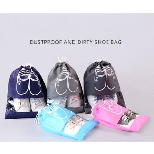 1pc Shoe Storage Bag Non-woven Drawstring Pocket Dust Bag Dust Bag Shoe Cover for Travel Home