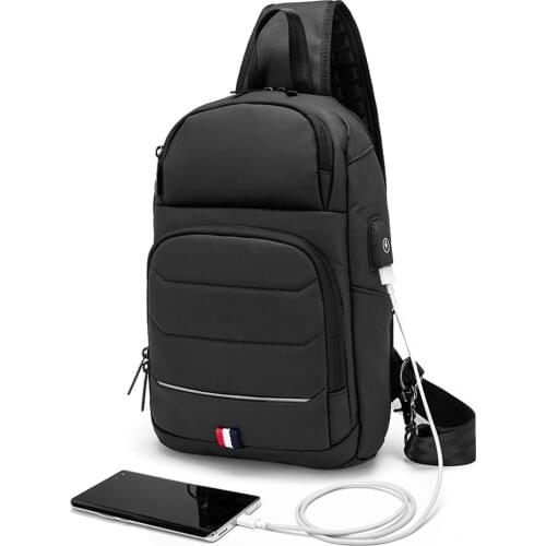 Men Fashion Multifunction USB Shoulder Bag Waterproof Oxford Crossbody Travel Sling Messenger Pack Phone Chest Bag For Male 2021