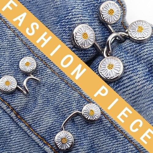 Adjustable Waist Extender Buckle Set Jeans Pants Perfect Fit Instant Waistband Button Metal Sewing Accessories with 2 Hooks