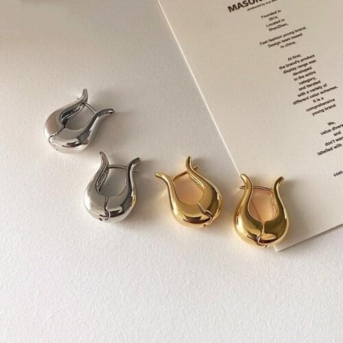 2021 New Korean Fashion Round Metal Geometric Hoop Earrings for Women Gold Silver Color Punk Earring Retro Minimalist Jewelry