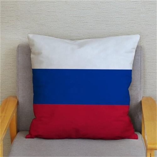 Russia Flag Print Cushion Cover Super Soft Short Plush Pillow Covers American Flag Throw Pillow Case Sofa Home Decor Pillowcase