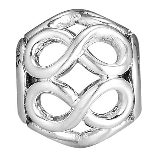 Fits Pandora Bracelets 925 Sterling Silver Openwork Infinity Charms Beads DIY Jewelry Making Gift for Women