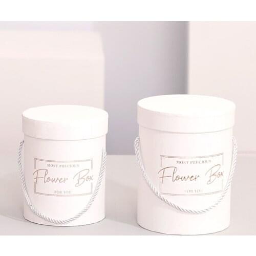 Portable Hug Bucket Flowers Box Round Flower Wrapping Bouquet Packing Gift Boxes With Lid Wedding Party Cylinder Candy Gift Box