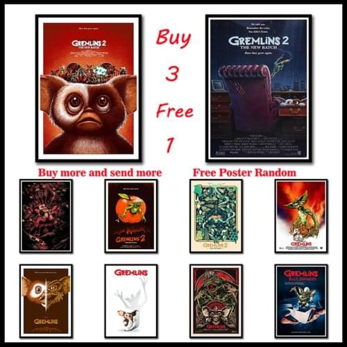 Gremlins horror movie White Coated Paper Posters Wall Stickers For Living Room Home Decoration Frameless