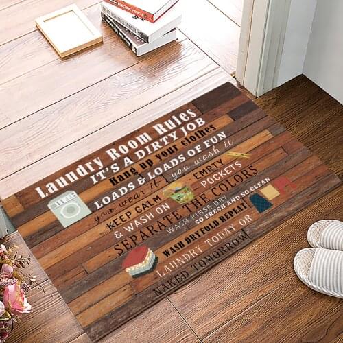 Laundry Room Rules Doormat Home Entrance Anti-Slip Mat Carpet for Room Bedroom Home Kitchen Doormat