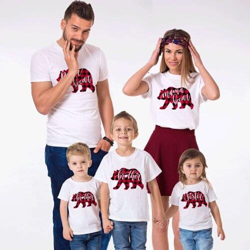 Christmas Family Matching Clothes Father Mother Son Daughter Red Plaid Christmas Tshirt Outfits Mommy Daddy Baby Boy Girl Shirts