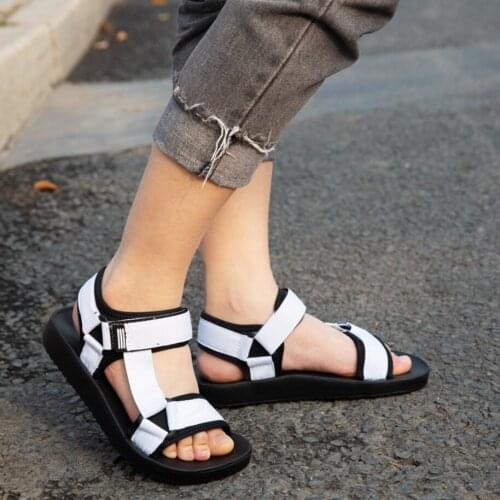 Y56 Sandals Women Summer New 2021 Canvas Roman Flat With Fashion Buckle Strap Gladiator Beach Platform Girls Comfy Slipper Shoe