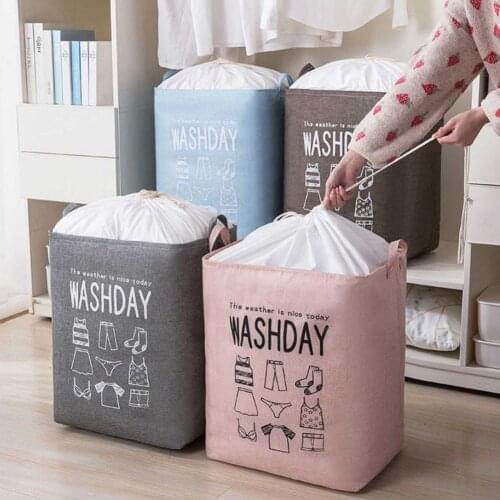 Stylish simple Laundry Hamper Durable Fashionable Basket Thickened Canvas Fabric Bucket Storage Box for store various items