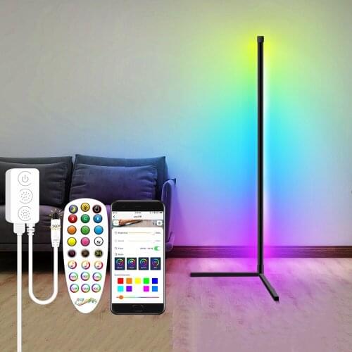 RGB LED Floor Lamp Modern Simple Corner Rod Light for Living Room Bedroom Interior Atmosphere Standing Indoor Home Room Decor