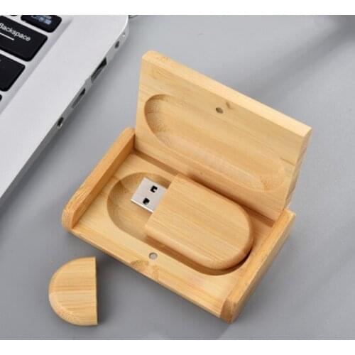 Natural Bamboo oval USB flash pendrive 4GB 8GB 16GB 32GB 64GB memory stick USB2.0 with box custom LOGO