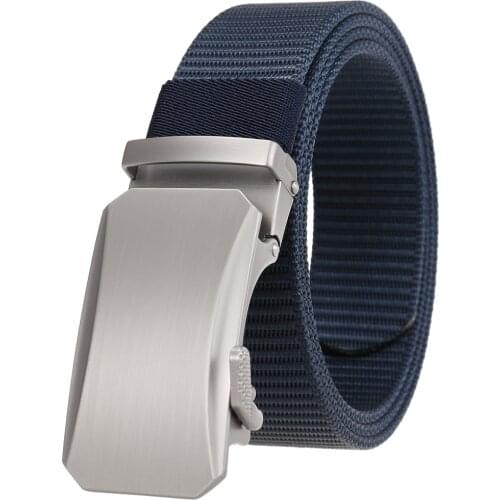 High Quality Fashion Male Black Nylon Belt Outdoor Metal Automatic Buckle Casual Pants Cool Wild Luxury Waist Belts G36-24896A-1