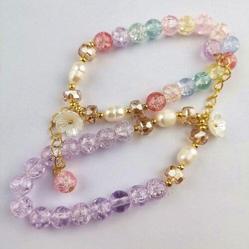 Shell carved bracelet womens popcorn beads crystal bracelet браслеты на руку женские bolitas para pulseras браслет из бисера