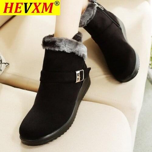 Winter boots women shoes 2021 solid flat plush warm snow boots women shoes zipper platform ankle boots casual shoes woman