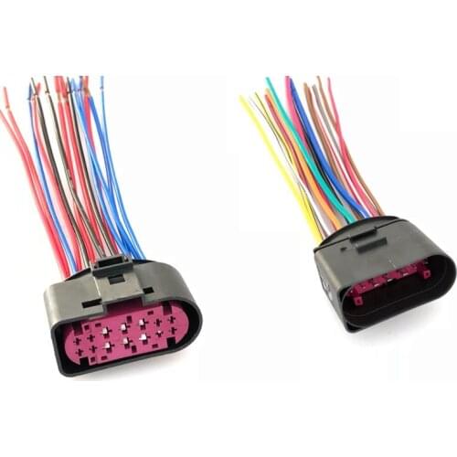 1sets/lot 14 Pin/Way 1.5mm 3.5mm Xenon Headlights Plug Waterproof Lamp-Socket Connector With Pigtail For Volkswagen 1J0973737