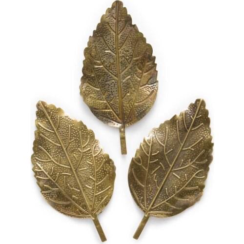 10/30 Piece Bronze Tone Filigree Leaf Shaped Wraps Jewelry Making DIY Connnector Embellishments Findings 66x33mm