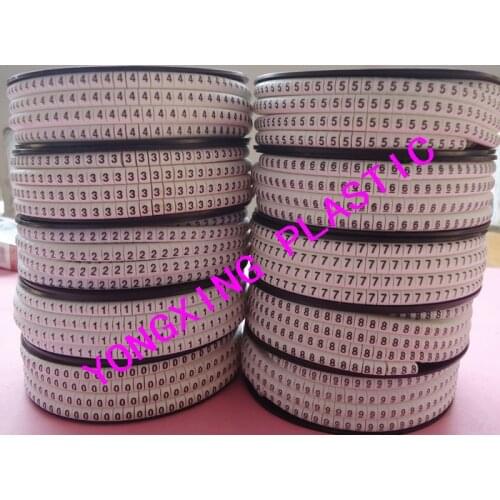 10roll(10000pcs)/lot EC-1 2.5mm2 cable marker nubmer 0-9