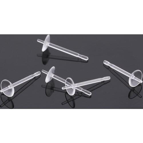 100pcs Transparent Stud Earrings Base Settings For Jewelry Making Earpins Tray Plastic Prevent Allergy Earrings Accessories