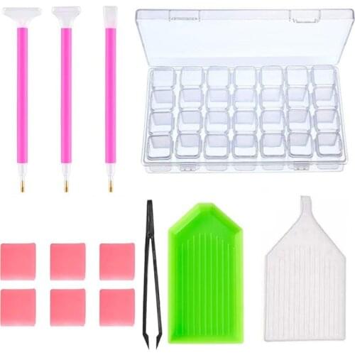 13pcs DIY Craft Accessories Set 5D Diamond Painting Tools Kit Crystal Rhinestones Pick Up Storage Box for DIY Art Craft