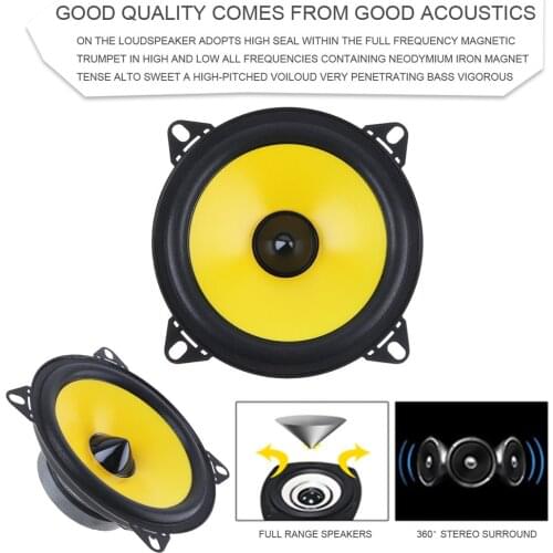 2pcs 4 inch 60W 2-Way Full Range Frequency Car Audio Stereo Coaxial Speaker Automobile Loudspeaker