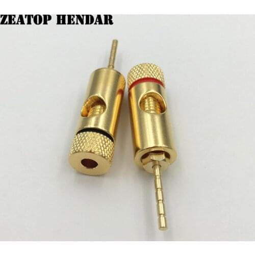 20Pcs PIN Plug 24K Gold Brass Speaker Pin 2mm Banana Male Plug Straight Speaker Wire Screw Lock Connector