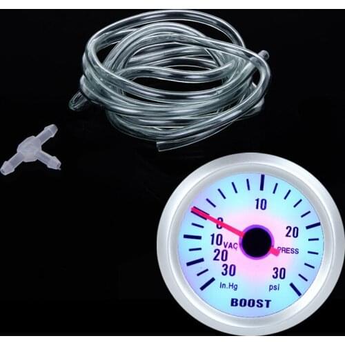 2018 Standard Car Turbo Boost Vacuum Press Gauge Meter for Auto Car 2" 52mm 0~30in.Hg / 0~30PSI Blue LED Light Car Instrument