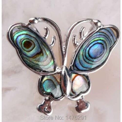 20X20MM Silver Plated Abalone Shell Butterfly Pendant