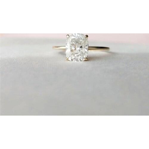 3.5carat 10*8mm Elogated Causion Ice Cut Solitaire Women Rings Solid 14K White Gold Engagement Rings For Women Anniversary Gift