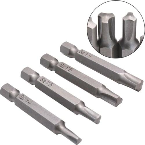 4pcs 50mm Multifunctional Magnetic Screwdrivers Y Type 1/4" Hex Shank Bit Precision Repair Tool Set