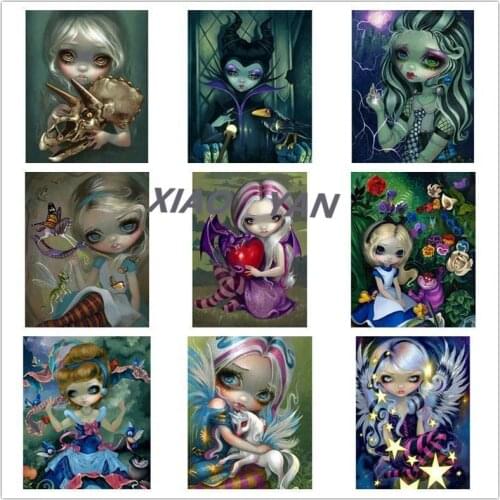 5D DIY 3D Diamond Embroidery Cartoon Girl Princess Diamond Painting Full Square Round Cross Stitch Mosaic Decoration Gif