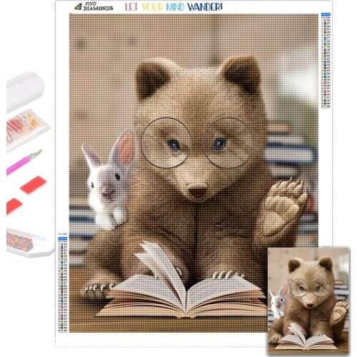 Broderie diamant 5D Diamond Painting Bear Full Drill Diamond Mosaic Animal Picture Embroidery Art Home Decoration pintura diaman