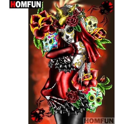 HOMFUN Full Square/Round Drill 5D DIY Diamond Painting "Skull woman" Embroidery Cross Stitch 5D Home Decor Gift A07032