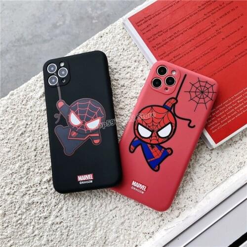 Spiderman Mobile Phone Case Marvel Fine Hole Thickened TPU Silicone Soft Shell for IPhone12Pro Iphone 11 Iphone 11 Pro Covers
