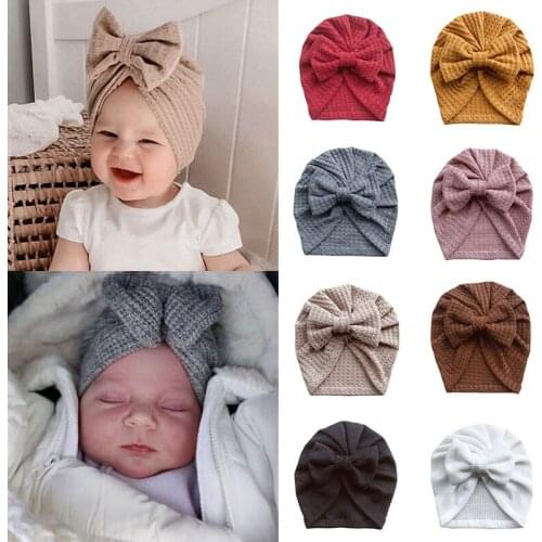 Baby Solid Ribbed Topknot Hat Kids Donut Ball Cap Newborn Girls Photography Props Spring Autumn Modis Beanie Turban Infant