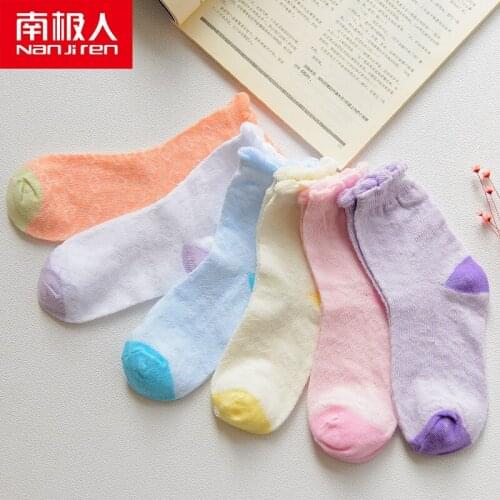 NANJIREN Childrens Socks Mesh Hole Colorful Kids Socks 2 to 12 yeas old 6/pcs 100% Cotton Socks Children Christmas Gift