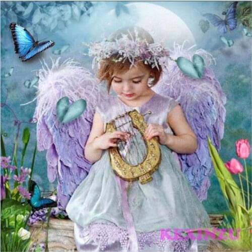 DIY Full Square Diamond embroidery"little angel"5D Cross Stitch Rhinestone Diamond Painting Mosaic Wall Sticker Decor Gift