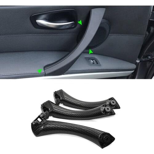 For BMW 3 Series E90 E91 E92 316 318 320 325 328i Carbon Texture Car Interior 6pcs Door Handle Pull Assembly Cover Replacement
