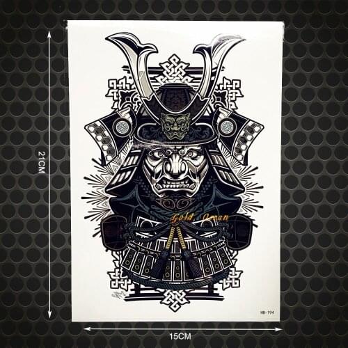 Long Lasting Men Flash Knight Temporary Tattoo Body Art Sleeve Shoudler 21*15CM Big Size Indian Warrior Waterproof Tattoo Fake