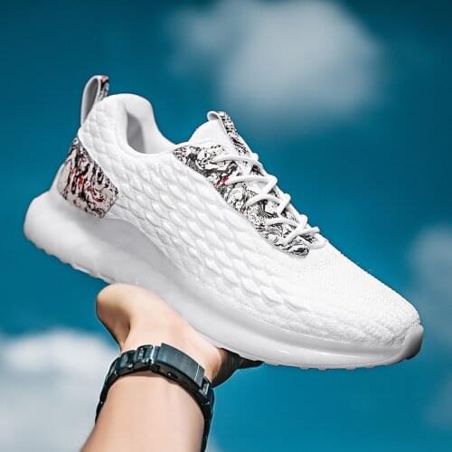 Breathable Comfortable Mens Sneakers Flying weaving Mesh Sports Shoes Cushioning Stable Zapato Non-Slip Wear-Resistant Footwear