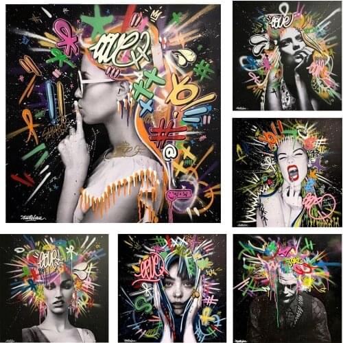 Graffiti Canvas Poster Art Abstract Woman Crazy Canvas Painting Cuadros Posters Print Wall Art for Living Room Home Decor Art