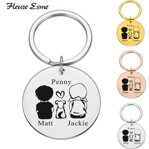 Personalized Custom Name Keychains for Dog Lovers Boyfriend Girlfriend Trendy Keyring Key Tag Valentines Day Gift for Women Men