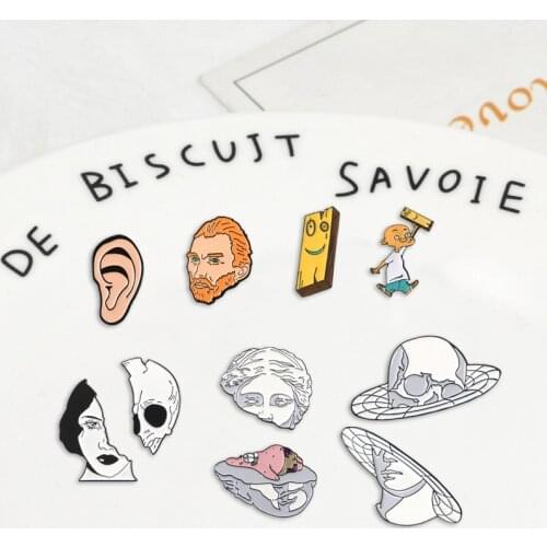 Combined cartoon Denim Enamel pins Couple friendship a pair Badges Brooches Fashion Gifts for companion Jewelry wholesale